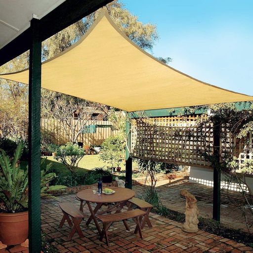 LOVESTORY日除けシェード3.6x4.8m砂色シェードセイルサンシェード日よけオーニング