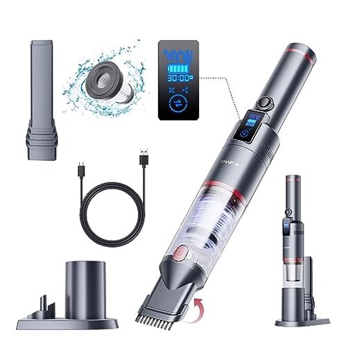 SmartAIハンディ掃除機コードレス車用19000Pa強力吸引30分連続稼働OLED画面付き電池残量表示200ml大容量多機能ハンディクリーナー0.5kg超軽量静音小型業務用/キーボード掃除/車内清掃/家具/家…