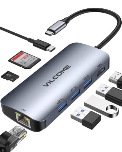 USB C nu VILCOME 8IN1 TYPE C nu }`|[g ϊ A_v^[ hbLOXe[Vy100W PDd / LAN 1GBPSC[Tlbg / 4K HDMI|[g/SD / MICRO SD/TF J[h[_[