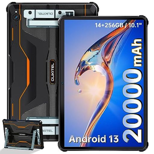 楽天Happy Hour 14142023 OUKITEL RT6 防水タブレット 20000MAH大型バッテリー ANDROID13 タブレット、防水耐衝レット10インチ大画面IPS 1200 * 1920の解像度FHD+ 、14GB RAM + 256GB