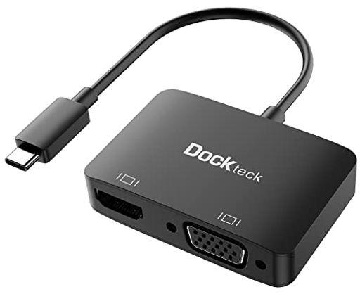 USB TYPE C TO HDMI VGA 変換アダプタ DOCKTECK 2-IN-1 TYPE-C TO HDMI(4K@60HZ) VGA(1080P@60HZ) コンバーター MACBOOK PRO/IPAD PRO/AIR 2020