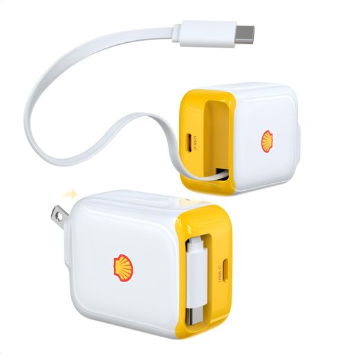 SHELL 30W 充電器 Type-C 2ポート【巻き取り式ケーブル70cm】超軽量・折畳式プラグ...