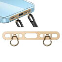 【BOOKWARM】スマホストラップホルダー2口ダブルリング超薄0.3MMステンレス製充電妨害なし落下・紛失防止対応機種広い(金)