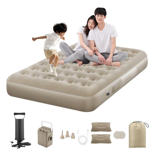 エアーベッドキャンプマットキャンプ用品200x150x25cmタンデム折りたたみエアベッド自動膨張取り外し可..