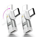 USB-C変換アダプタPD240W180°回転可【2個セット】タイプC変換アダプタ急速充電可データ転送可片MACBOOKPRO/PHONE15/15PRO/GALAXY/GOOGLEPIXEL対応(ホワイト)(2)