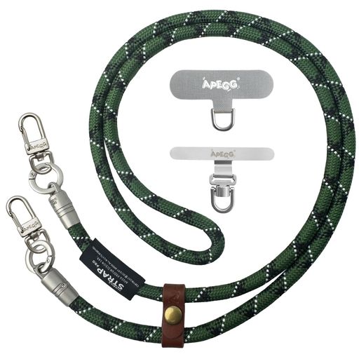 [APEGG]スマホストラップ携帯ストラップ首掛けショルダーストラップ肩掛け/斜めがけ120cm調節可能アウトドア落下防止スマートフォン全機種対応ストラップホルダー2枚入りOlive&BW(2)