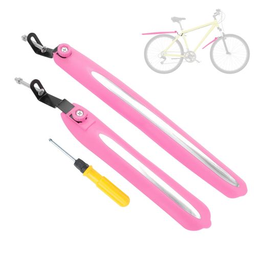 BULLSPANN自転車フェンダーセット自転車サイクリングタイヤフロントとリアマッドガードサイクリングバイクフェンダー取り付けツール付きロードバイクMTB用マッドガードピンク