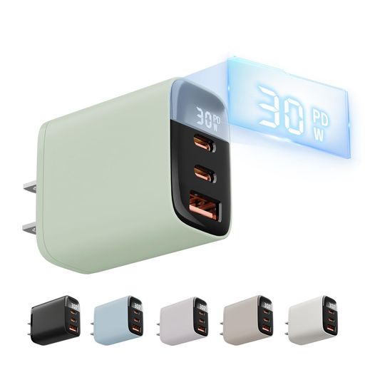 RISUKAI Ŵ 30W PDб 3ݡȥC®ŴGANⲽꥦ TYPE-C1+TYPE-C2 USB-A/PS...