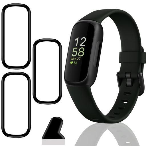【3枚セット】対応FitbitInspire3フィルム3枚PET複合材炭素繊維高透過率対応Inspire3保護フィルム3D曲面カバー対応FitbitInspire3液晶保護フィルムキズ防止耐衝撃飛散防止全面保護