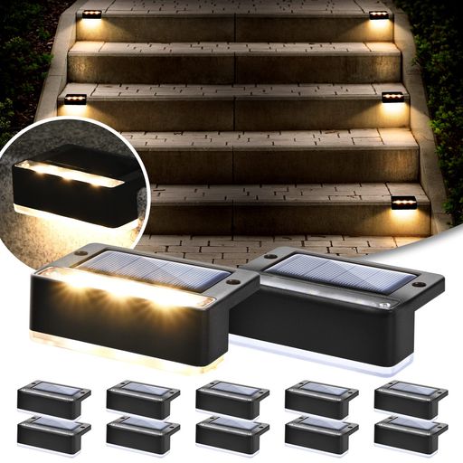 SOLPEXソーラーデッキライト屋外12パックソーラーステップライトIP67屋外階段、ステップ、フェンス、手..