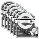 互換テプラテープ12mm白SS12KキングジムテープカートリッジテプラPROてぷらーテープ6個白地黒文字