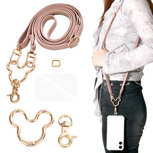 [Gineman]携帯電話ストラップネックストラップショルダーストラップ(ショルダーストラップホルダー付き)PUレザー耐久性長さ調節可能ショルダーストラップ忘れ防止