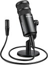 MAONOXLRマイクダイナミックマイクボーカルマイク単一指向性ポップフィルター内蔵XLR-XLRケーブル接続マイクスタンド付きオーディオミキサー/サウンドカード/音響機械向け(2)