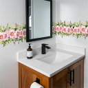WALLMEIIウォールステッカー植物ピンク花おしゃれ植物フローラルウエストラインスカートステッカー剥がせるウォールシールリビングベッドルーム子供部屋部屋の壁紙シールインテリアDIY…