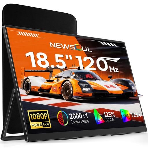 モバイルモニター 18.5インチ 120Hz ポータブルモニター Newsoul ゲーミングモニター 大画面125%sRGB広色域 付属収納ケース付き