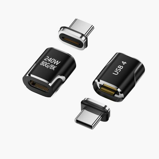 USB-CTypeCマグネット変換アダプタ黒色I字型サンダーボルト3雷電40Gbps高速データ転送8K動画転送24ピン..