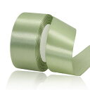40MM セージ・グリーン サテンリボン、23メートル手芸用ファブリックリボン、ギフトラッピング、ヘアリボン、誕生日や結婚式の装飾