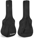 Rxakudedoギターバックアコースティックギター用ギグバッグソフトケース40/41インチ(101.6cm/104.2cm)2Way背負い・手提げ両用ポケット付き防水オックスフォード布軽量ブラック107x42x14cm