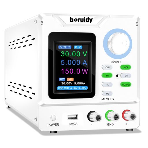 boruidy30V5A安定化電源150W4桁電圧電流電力水平スクリーン表示スイッチング電源エンコーダ微調整粗調整DC可変直流安定化電源電気制御機器自動切替高精度低雑音直流電源自動温度制御冷却…