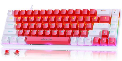 abucow68キーメカニカルゲーミングキーボード、カラーバックライト、赤と白のキーキャップ、赤いスイッチ。PCおよびMacでのプレミアムなタイピングとゲーム体験に最適(赤/白) abucow68キーメカニカルゲーミングキーボード、カラーバックライト、赤と白のキーキャップ、赤いスイッチ。PCおよびMacでのプレミアムなタイピングとゲーム体験に最適(赤/白)