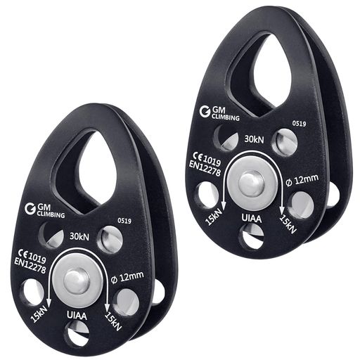 GMCLIMBINGCEUIAA認証30KNマイクロプーリーモバイルサイドプレートクライミングプーリー12MMロープ適合自己潤滑ブッシング登山クライミングアーボリストツリークライミング伐採レスキュープ…