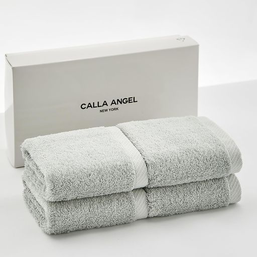 CALLAANGELNEWYORK【エジプト超長綿GIZA86100%】高級ハンドタオル4枚組高吸水柔らかい甘撚り無地上質コットンOEKO-TEX認証ホテル仕様ギフト白箱入り〔約35x35CM〕ライトブルー