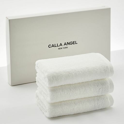 CALLAANGELNEWYORK【エジプト超長綿GIZA86100%】高級フェイスタオル3枚組高吸水柔らかい甘撚り厚手無地上質コットンOEKO-TEX認証ホテル仕様ギフト白箱入り〔約35x80CM〕ホワイト