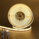 クリアヒル(CLEARHILL)5VUSBCOBLEDストリップライト(スイッチ付き)3M温白色3000K幅8MM高密度320LEDS/M8W/MCRI90両面...