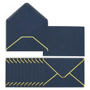 PATIKIL30パックA7封筒5x7カードVフラップラウンドエッジバレンタイン金色ボーダー付きオフィスウェディングカード招待状卒業パーティーギフトダークブルー