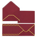 PATIKIL60パックA7封筒5x7カードVフラップラウンドエッジバレンタイン金色ボーダーオフィスウェディングカード招待状卒業パーティーギフトバーガンディー