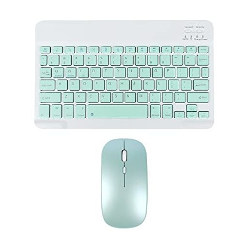 ワイヤレスキーボード マウスセット IPADキーボード マウスセット タブレットキーボード 小型 超薄型 軽量 無線キーボード マウス 静音 かわいい 充電式 USキーボードIOS/ANDROID/WINDOWS対応(GREEN)