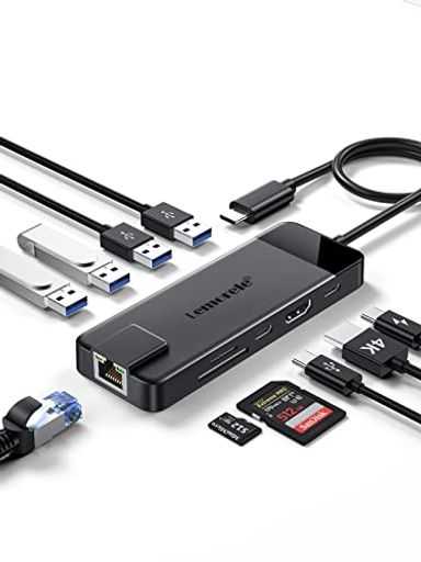USB C nu 10-IN-1 USB TYPE-C ϊA_v^ hbLOXe[V 2023V^ LEMORELE USB C HUB (1*MKrbgRJ45A1*4K@30HZHDMIA2*USB 3.0 TYPE Af[^A2*USB