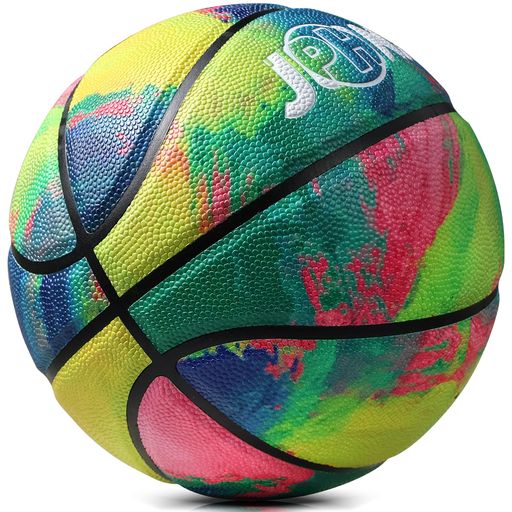 JPHNAN バスケットボール 6号 吸湿性革 合皮 カラフル バスケ 屋外 外用 室内 中学生 子供用 高弾力性 PU カラー 人工皮革 レザーをランダムにカット