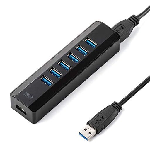 サンワダイレクト USB3.0ハブ セルフパワー/バスパワー 両対応 7ポート ACアダプタ付 ブラック 400-HUB070BK