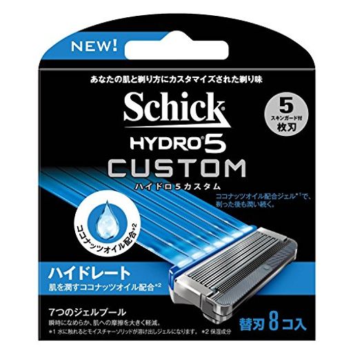 SCHICK(シック) シック SCHICK 5枚刃 ハイドロ5 カスタム ハイドレート 替刃 8コ入 男性 カミソリ 替刃8個 単品 8個 (X 1)