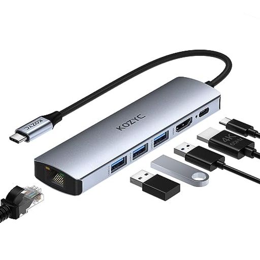 USB C nu }`|[g A_v^[AKOZYC 6 IN 1 USB C - HDMI hbNAHDMI 2.0 1 A1GBPS RJ45 C[TlbgAUSB 3.0 3 A100W PD MACBOOK