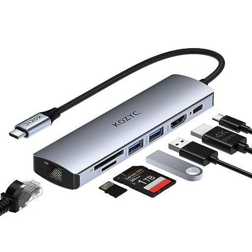 USB C nu }`|[g A_v^[AKOZYC 7 IN 1 USB-C - HDMI (4K 60HZA1GBPS RJ45 C[TlbgA2 USB 3.0 f[^ |[gASD/TF J[h XbgAbvgbvAMACBOOK