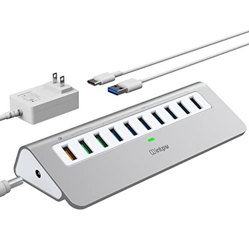 INTPW USB3.1 nudt 10|[g USB HUBZtp[ 7|[g USB3.1 GEN2 10GBPS f[^] 1QC3.0[d|[g 2[d|[g2.4A 12V/3A ACdA_v^ 1MUSB P[uTYPEC