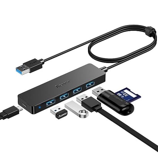 ACEELE USB ハブ 5ポート USB 3.0 ハブ TYPE-C 給電用ポート付きPS4対応 65CM 軽量 コンパクト5GBPS高速データ転送 USB HUB 在宅勤務USBメモリ/キーボード/マウスなど使用可能