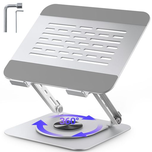 VEWIORノートパソコンスタンド360°回転式折りたたみ式パソコンスタンド無段階高さ&角度調整人間工学安定性放熱対策滑り止め付き17インチまでのノートPCやタブレットに対応プレゼン/Web会…の商品画像