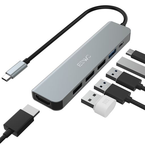 USB C nu A_v^ 6-IN-1 JESWO USB nu TYPE-Cy4K HDMIo+100W}PD[d+USB3.0|[g+USB2.0|[g*3z^CvC nu }`|[g THUNDERBOLT 3Ή MACBOOK