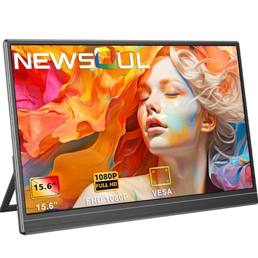 Newsoulモバイルモニター15.6インチモバイルディスプレイ自立型ポータブルモニターVESA対応サブモニタ1920x1080FHD持ち運びモニタ軽量薄型ゲーミングモニタIPS液晶パネルゲームUSBType-C/Mini(2)