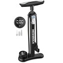 MOHEGIA自転車空気入れ:デジタルエアポンプ-仏式/米式/英式バルブ対応-数字表示デジタル圧力計-ブラック