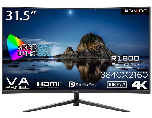 JAPANNEXT 31.5C`Ȗ 4K(3840 X 2160)tj^[ JN-VC3150UHD HDMI DP pȃpl̗p(R1800)