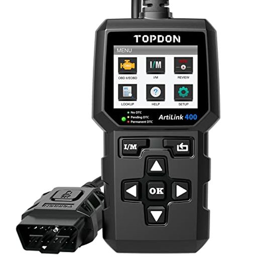 TOPDON AL400 OBD2 診断機 自動車スキャンツール、チェックエンジンライト用、OBD2診断スキャンツール、スモッグチェック/ O2センサーテスト/ EVAPテスト/オンボードモニターテスト、日本語表示(JOBDシステムの国産車は非対応)