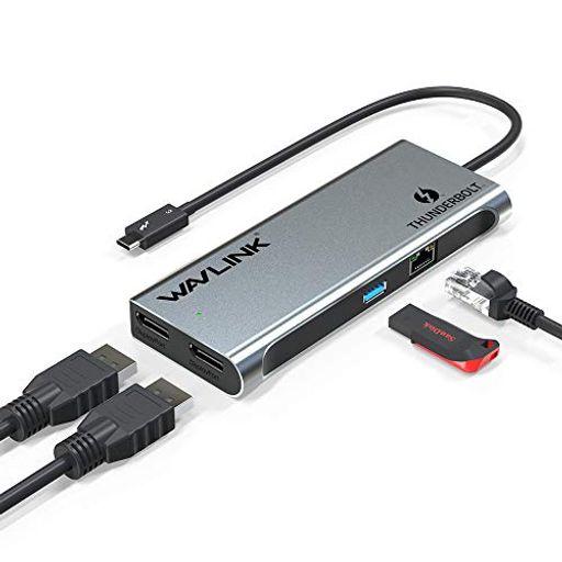 WAVLINK THUNDERBOLT 3 MINI DOCK hbLOXe[V/fA 4K/ő5K fBXvCo/2~DPo̓|[g/THB3 USB-C|[g/USB3.0 A|[g/MKrbgC[Tlbg|[gځAWINDOWS