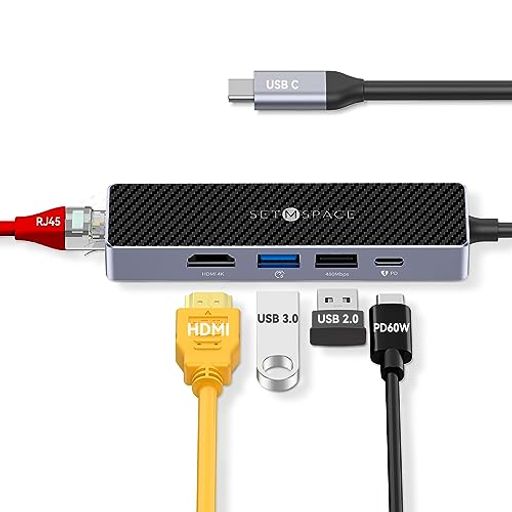 SETMSPACE hbLOXe[V TYPE C 5-IN-1 hbLOXe[V TYPE C nu 5GBPS HDMI 4K@30HZ ǂ PD 60W hbLOXe[V A~+ABSގ ǂ ( USB-A