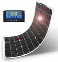 DOKIO 50W フレキシブル ソーラーパネル 単結晶 18V 車中泊 自作のソーラー発電に最適な小型・家庭用太陽光パネル 10Aチャージャーコントローラー付