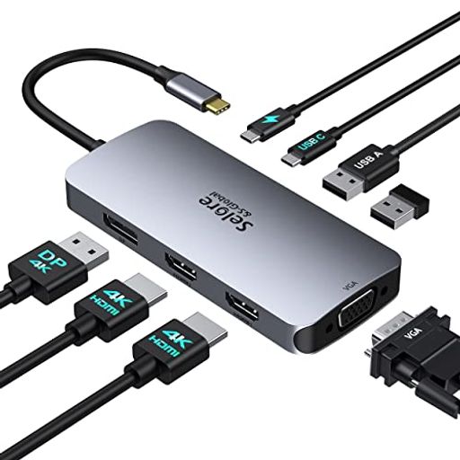 【2023 NEW モデル】USB C ハブ 8IN1 USB ハブ ドッキングステーション HDMI 2ポート HDMI*2 4画面拡張可能 4K@60HZ対応 100W 急速充電ポート 画面拡張 DISPLAYPORT VGA 2 USB A 2.0