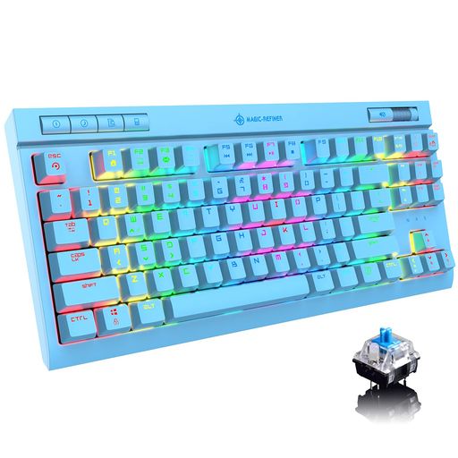 ゲーミングキーボード テンキーレス 有線 TKL 87キー 青軸 RGBバックライト 取り外し可能なTYPE-Cケーブル 専用メディアコントロール ボリュームホイール コンパクト軽量 スタンド防衝突角度調節可能 Nキーロールオーバー ゲーマー向け ゲーミングキーボード テンキーレス 有線 TKL 87キー 青軸 RGBバックライト 取り外し可能なTYPE-Cケーブル 専用メディアコントロール ボリュームホイール コンパクト軽量 スタンド防衝突角度調節可能 Nキーロールオーバー ゲーマー向け